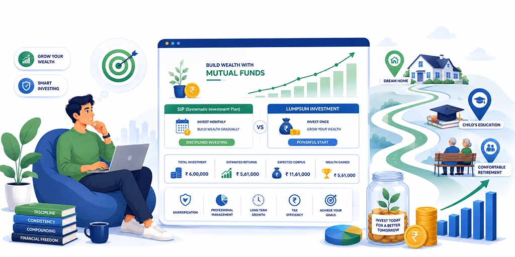 Calculate mutual fund returns, corpus & compounding growth online. Enter amount, rate & tenure